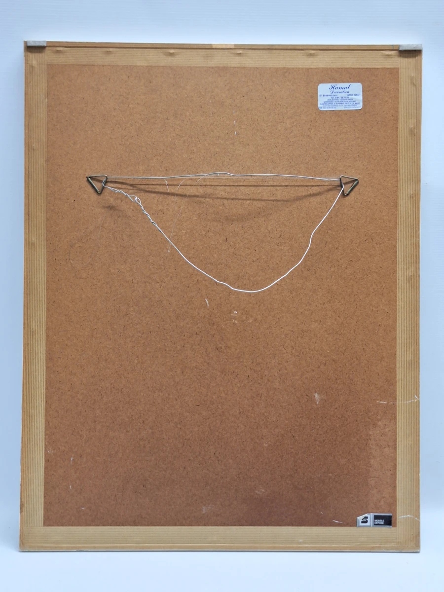 Aziatische houtsnede op rijstpapier - karaktervolle studie van een geit / bok met kalligrafie en zegel - foto 8