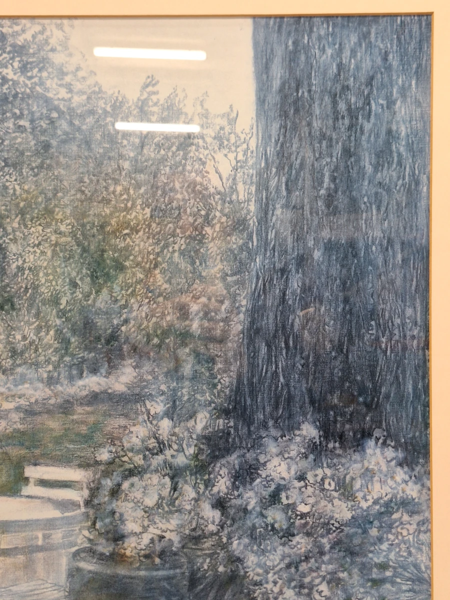 Sfeervol kunstwerk "Trafalgar / Tuinterras" door Piet Bekaert (1994) - impressionistisch tuintafereel - foto 4
