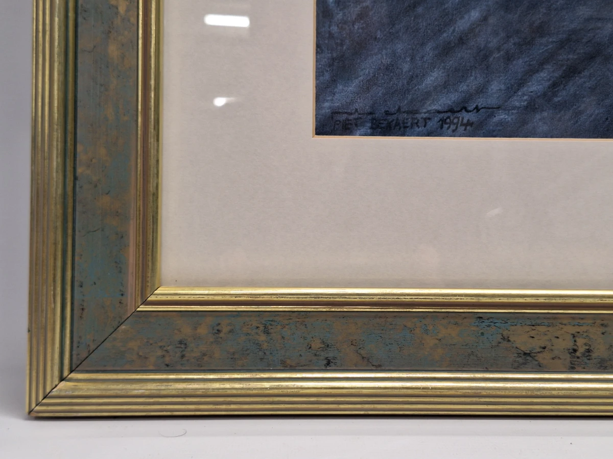 Sfeervol kunstwerk "Trafalgar / Tuinterras" door Piet Bekaert (1994) - impressionistisch tuintafereel - foto 10