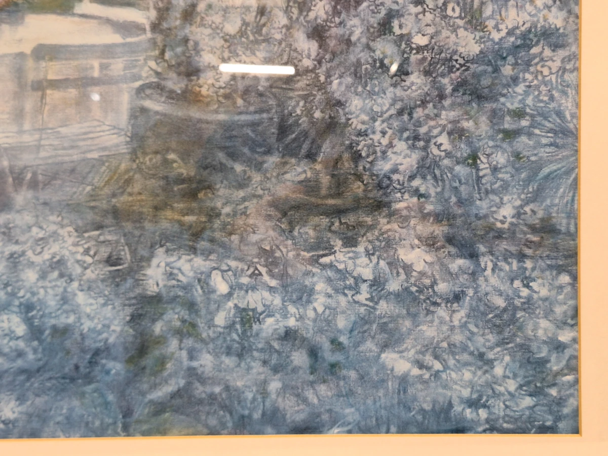 Sfeervol kunstwerk "Trafalgar / Tuinterras" door Piet Bekaert (1994) - impressionistisch tuintafereel - foto 5