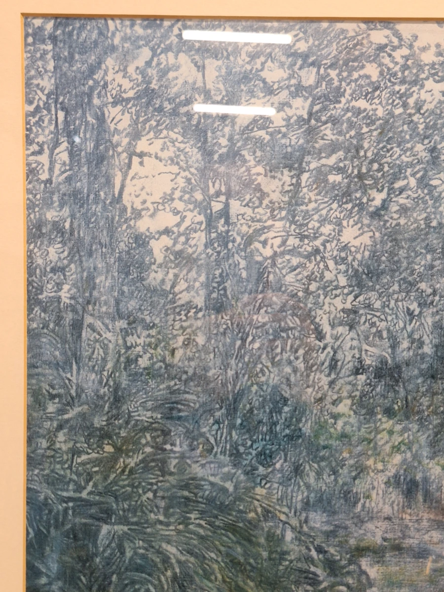 Sfeervol kunstwerk "Trafalgar / Tuinterras" door Piet Bekaert (1994) - impressionistisch tuintafereel - foto 7