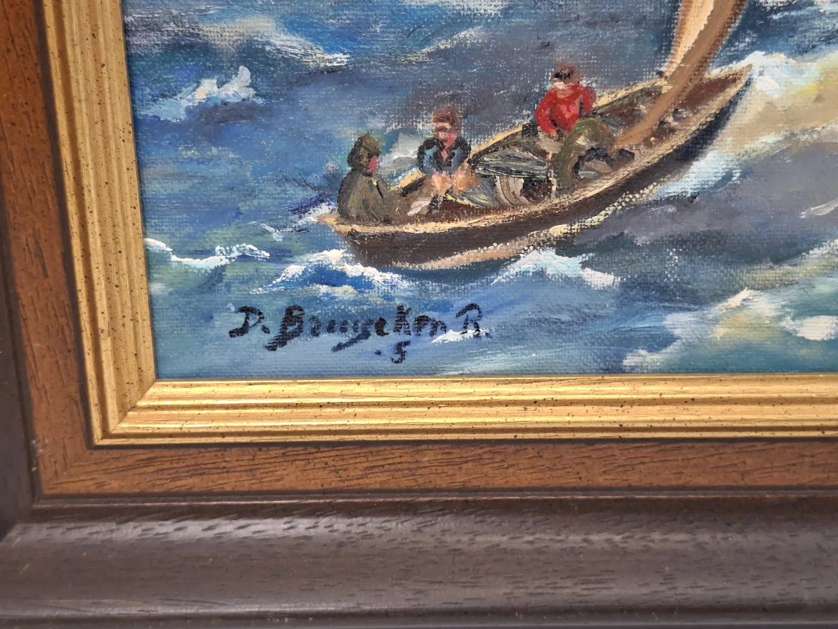 Sfeervolle Marine / Zeegezicht op Doek in Luxe Houten Kader – De Bruycker - foto 2