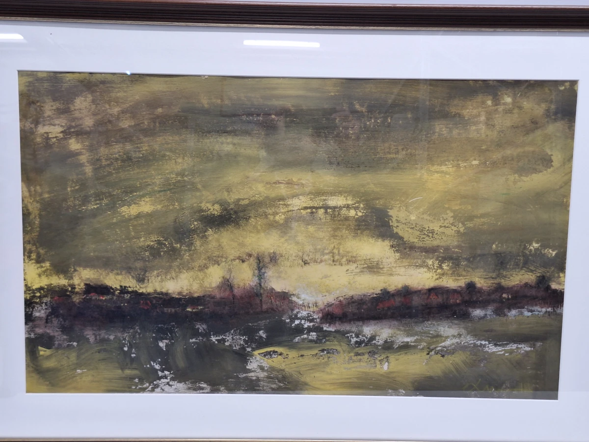 Schilderij van een expressief abstract landschap op papier - foto 2