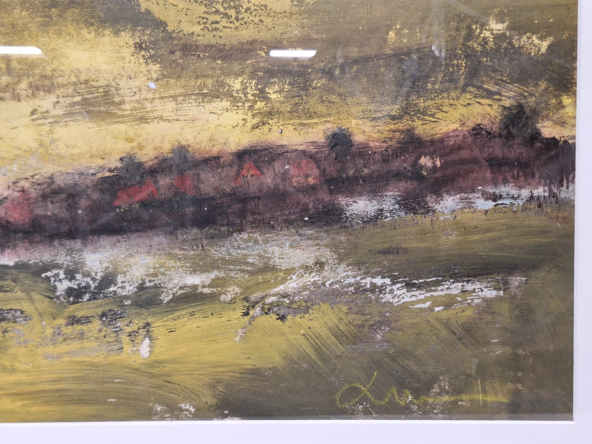 Schilderij van een expressief abstract landschap op papier - foto 5