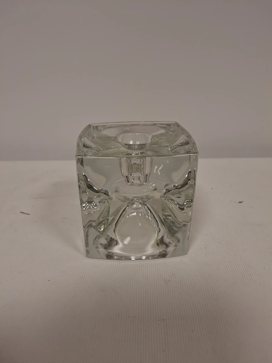 Set van 2 vintage Ice Cube glazen kandelaars - foto 3