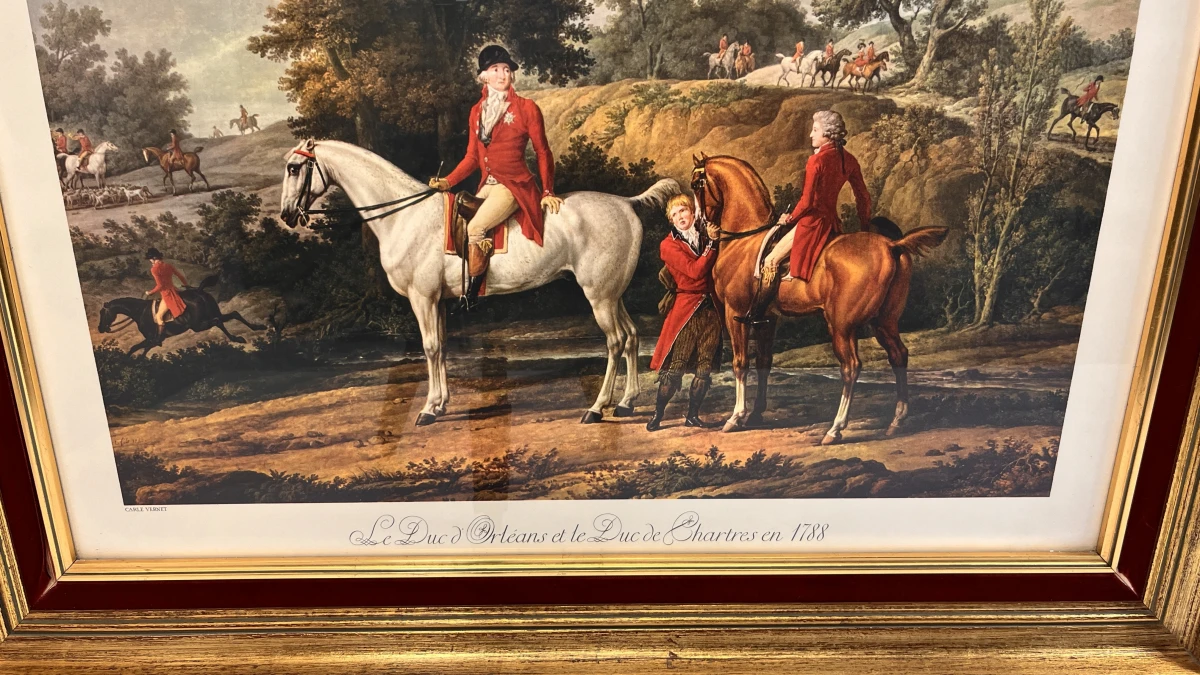 Grote Ingelijste Jachtprent "Le Duc d'Orléans et le Duc de Chartres en 1788" naar Carle Vernet - foto 2
