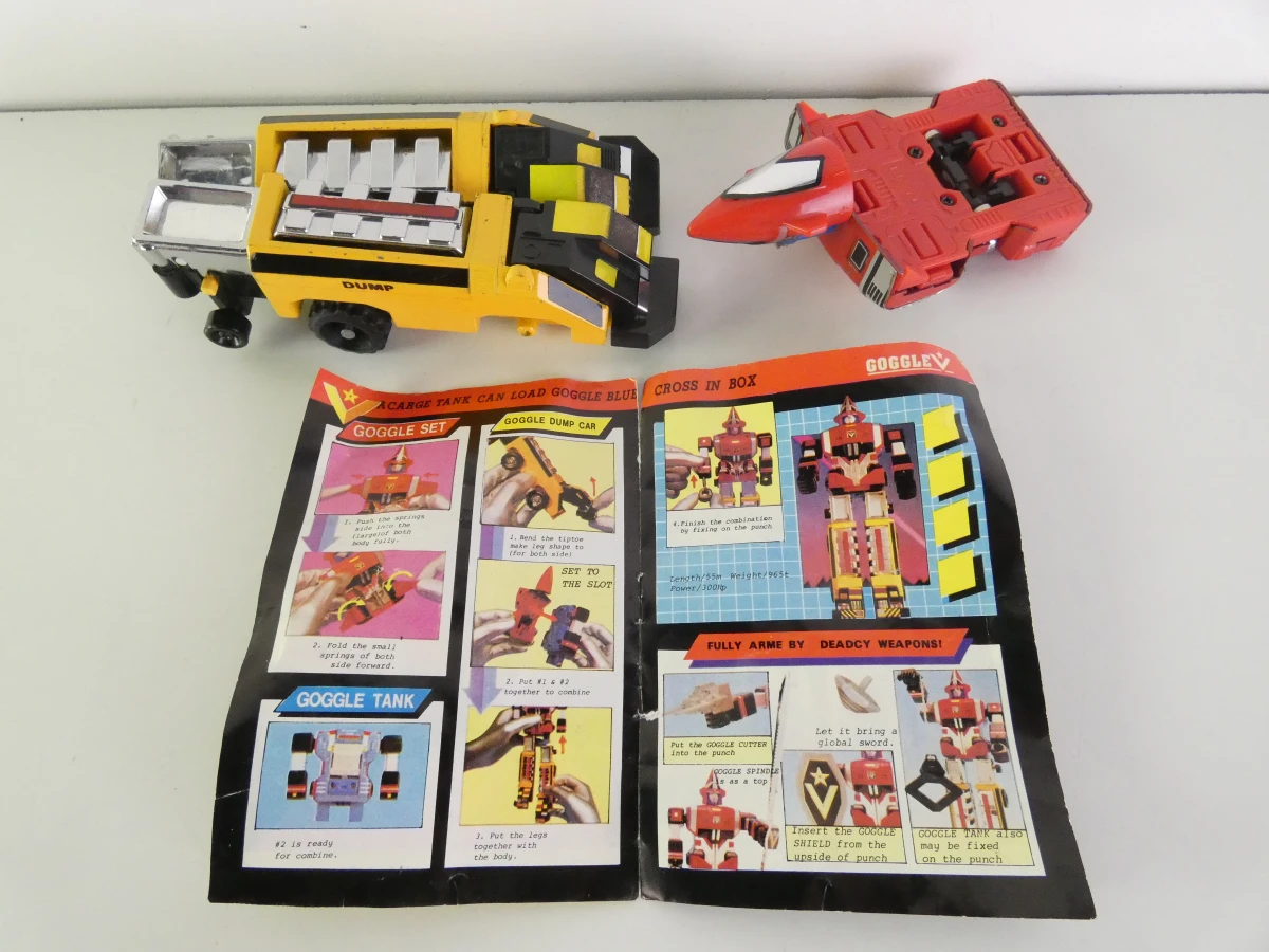 Vintage Popy GB-70 DX Chogokin Goggle Robo - Onderdelen Kavel (Parts Lot) + Originele Handleiding - Dai Sentai Goggle-V (1982) - foto 2