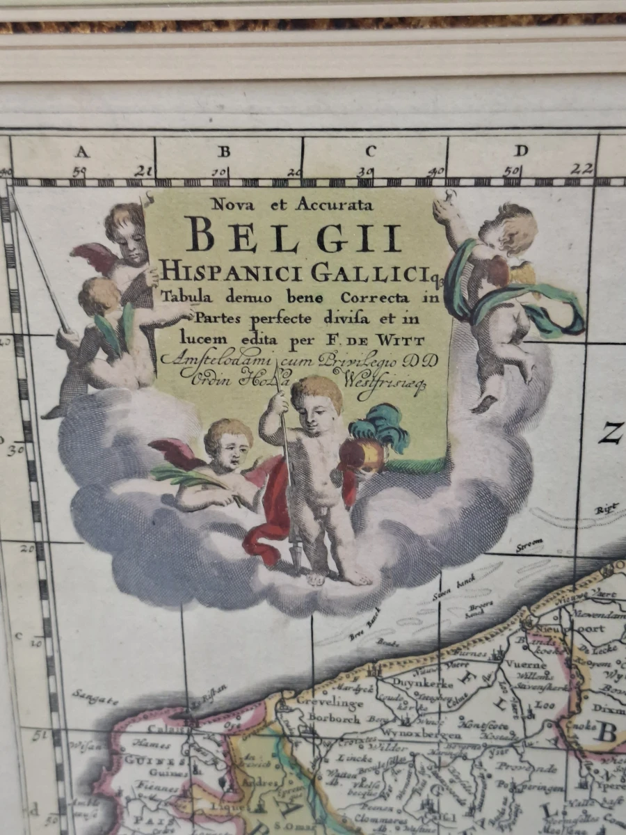 Unieke Historische Kaart van de Zuidelijke Nederlanden – Frederik de Wit – Grote Lijst - foto 2