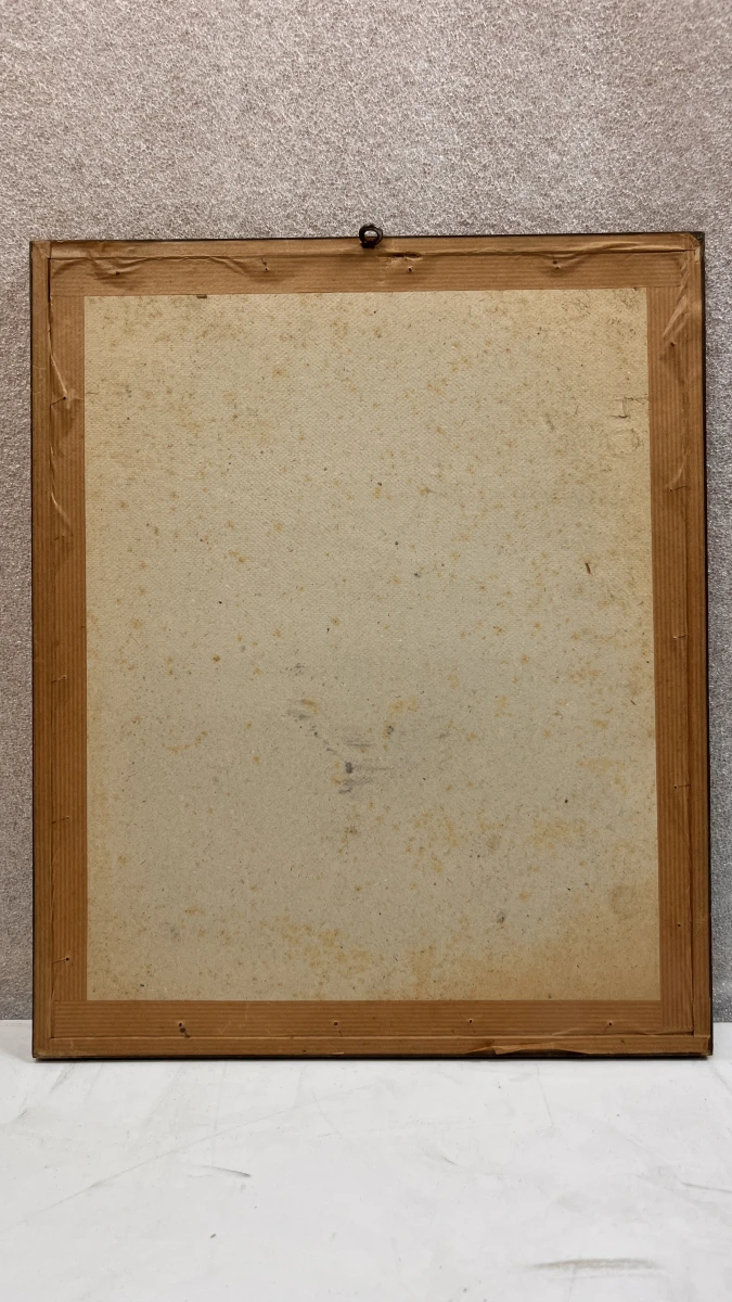 Vintage ingelijste lithografie / houtskooltekening – Historisch stadsgezicht met stadspoort, gesigneerd J./L. Janssens, midden 20e eeuw - foto 3