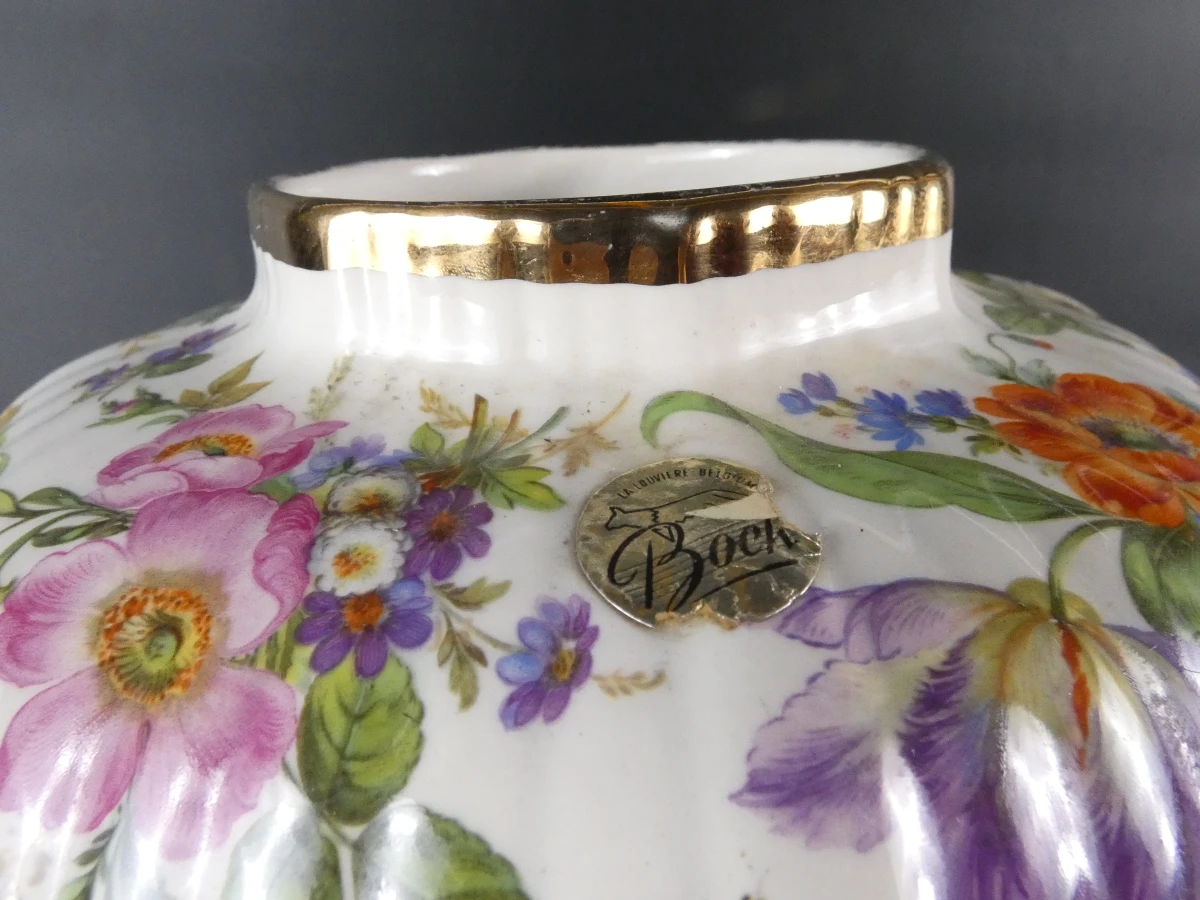 Vintage Boch Frères  dekselvaas "Fleurs de Saxe" - foto 6