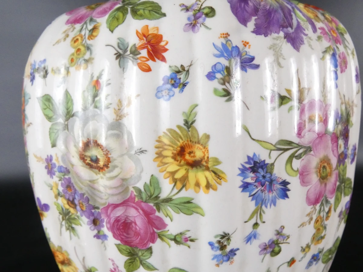 Vintage Boch Frères  dekselvaas "Fleurs de Saxe" - foto 7