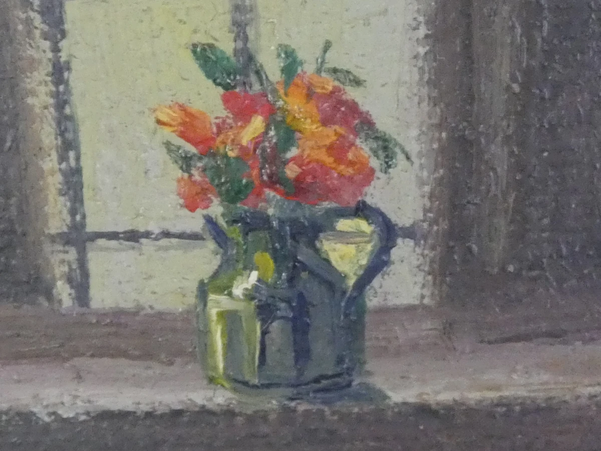 Sfeervol olieverfschilderij - Boereninterieur met Pijprokende Man - M. Boumans - foto 12