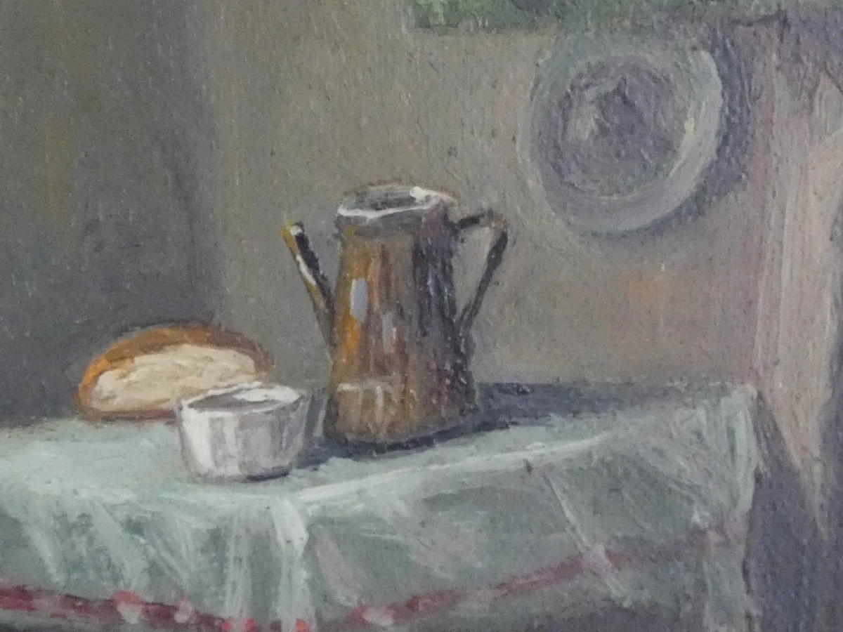 Sfeervol olieverfschilderij - Boereninterieur met Pijprokende Man - M. Boumans - foto 14