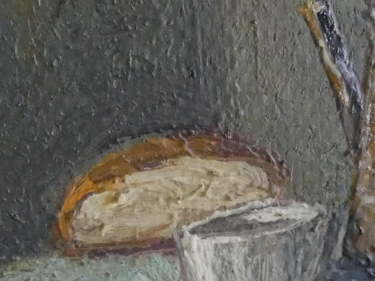 Sfeervol olieverfschilderij - Boereninterieur met Pijprokende Man - M. Boumans - foto 15