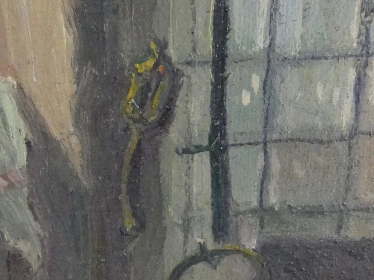 Sfeervol olieverfschilderij - Boereninterieur met Pijprokende Man - M. Boumans - foto 17