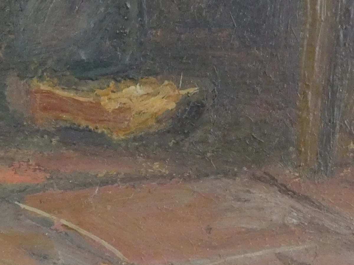 Sfeervol olieverfschilderij - Boereninterieur met Pijprokende Man - M. Boumans - foto 18