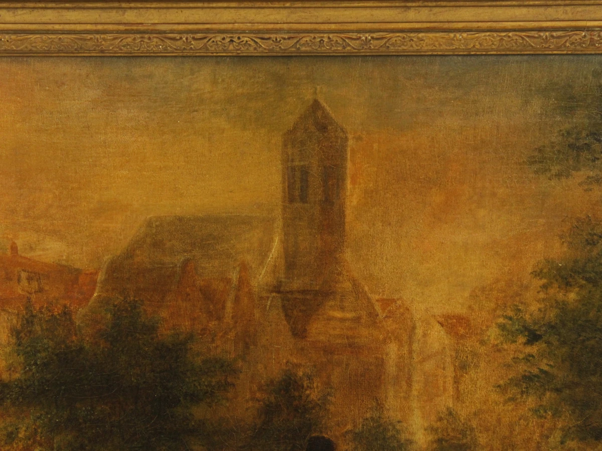 19e-eeuws genreschilderij –  Olieverf op doek, niet gesigneerd - foto 3