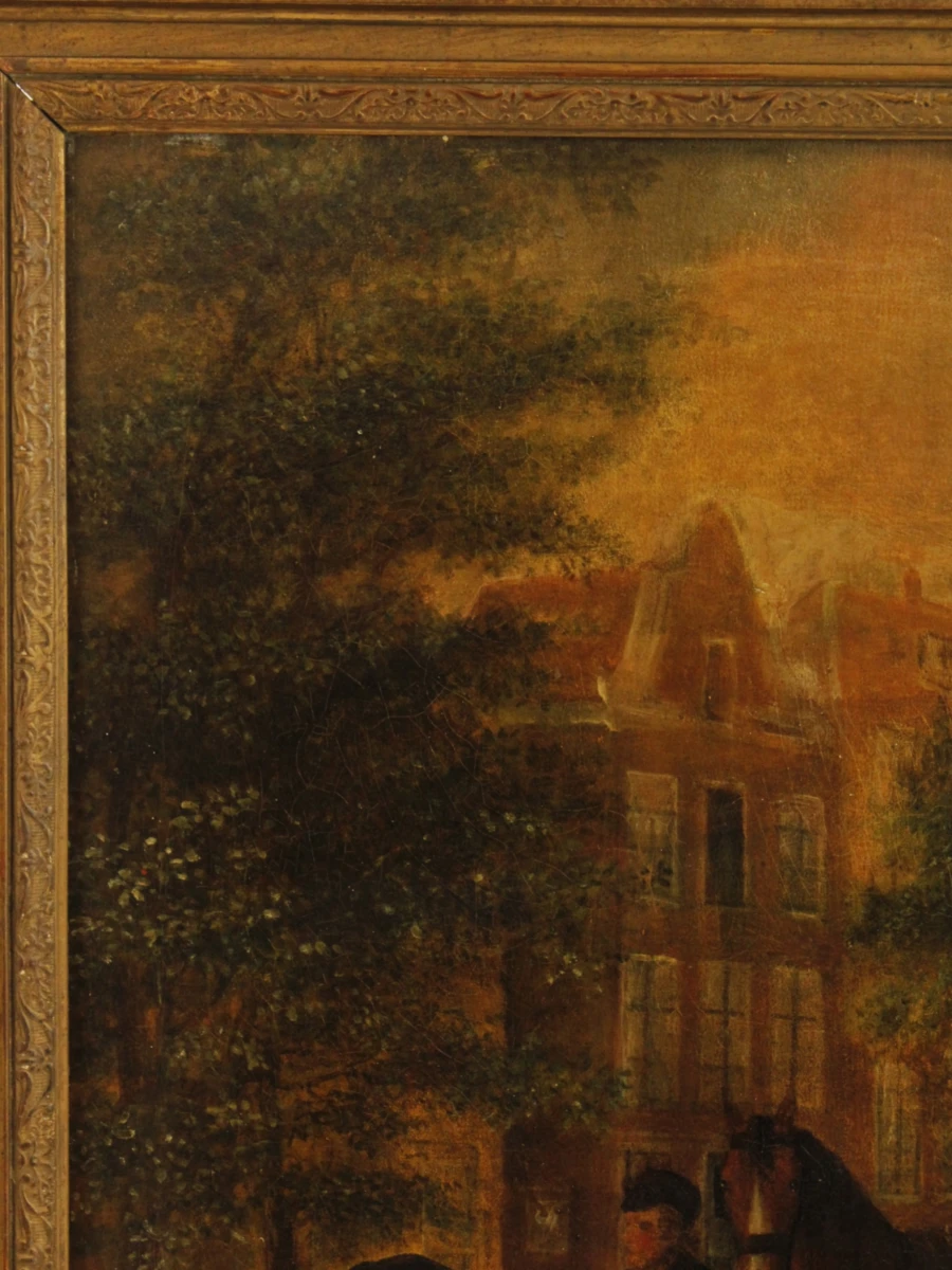 19e-eeuws genreschilderij –  Olieverf op doek, niet gesigneerd - foto 4