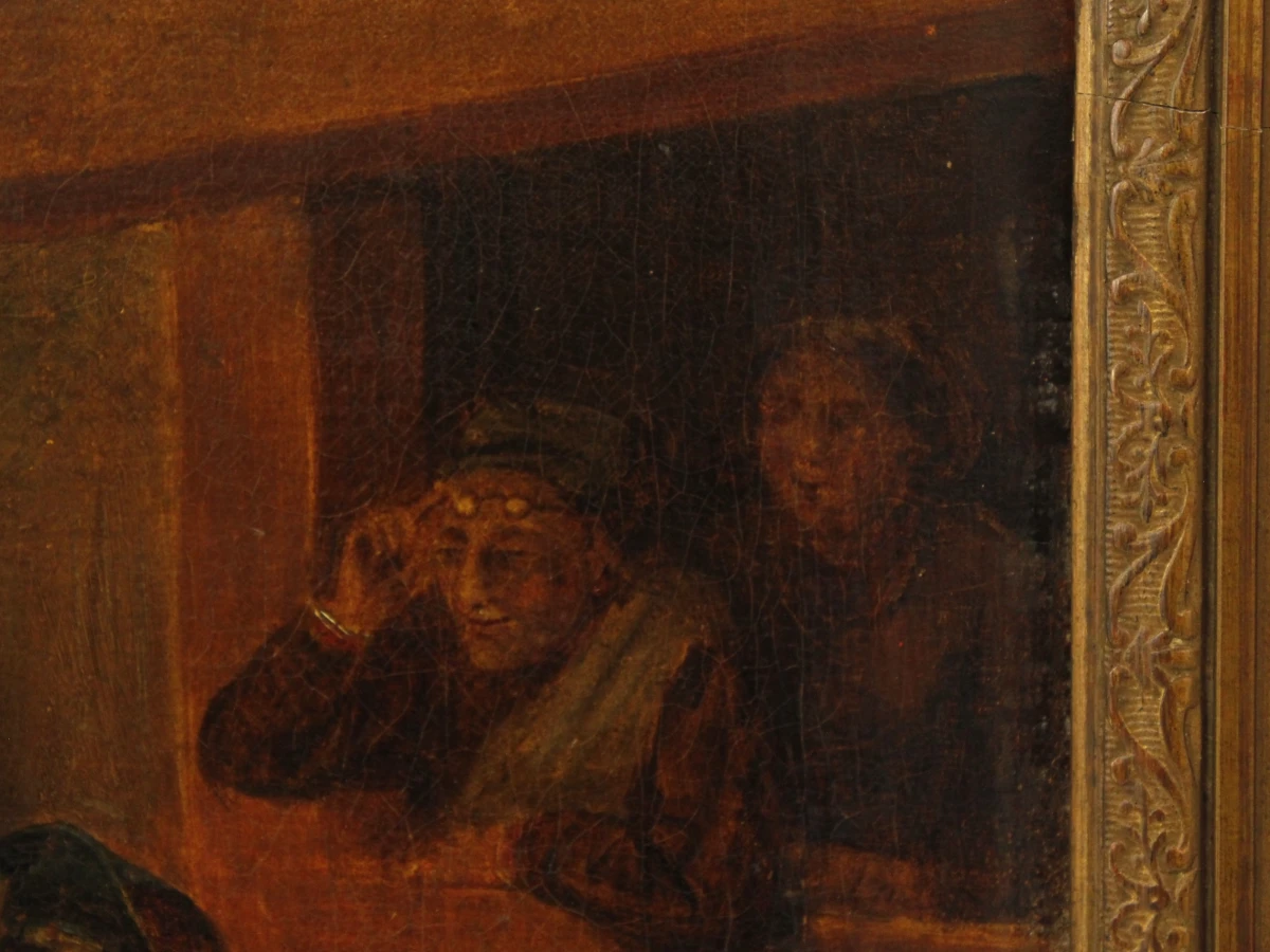 19e-eeuws genreschilderij –  Olieverf op doek, niet gesigneerd - foto 6