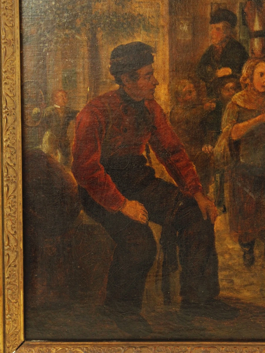 19e-eeuws genreschilderij –  Olieverf op doek, niet gesigneerd - foto 7