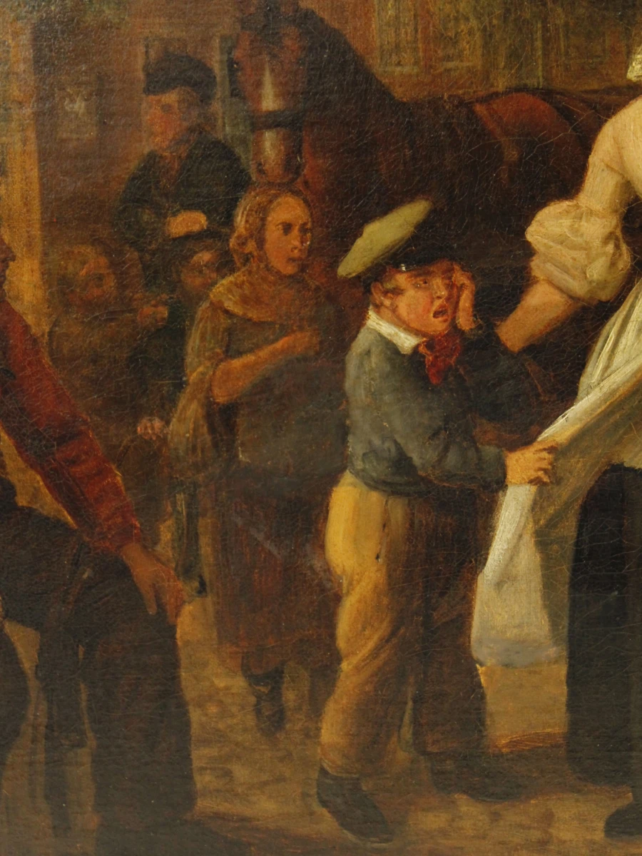 19e-eeuws genreschilderij –  Olieverf op doek, niet gesigneerd - foto 8