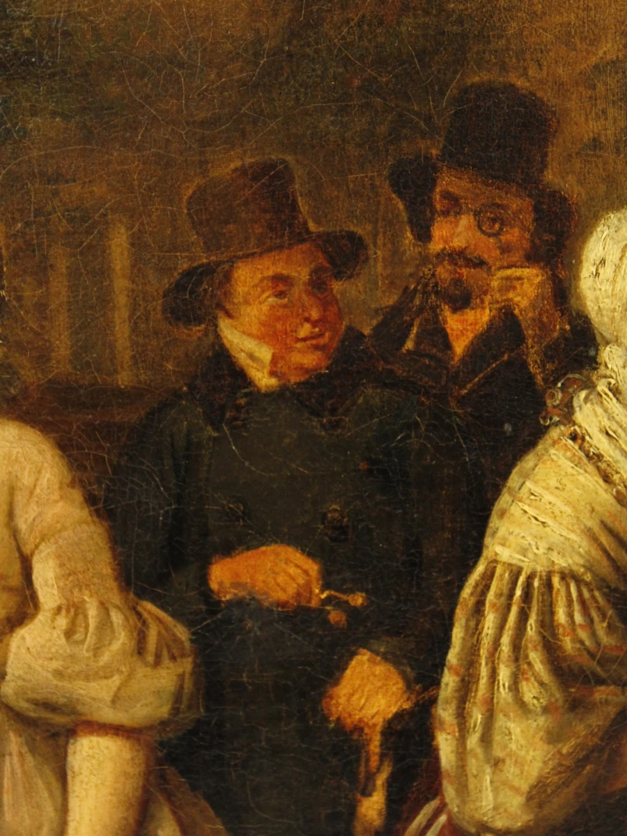 19e-eeuws genreschilderij –  Olieverf op doek, niet gesigneerd - foto 10