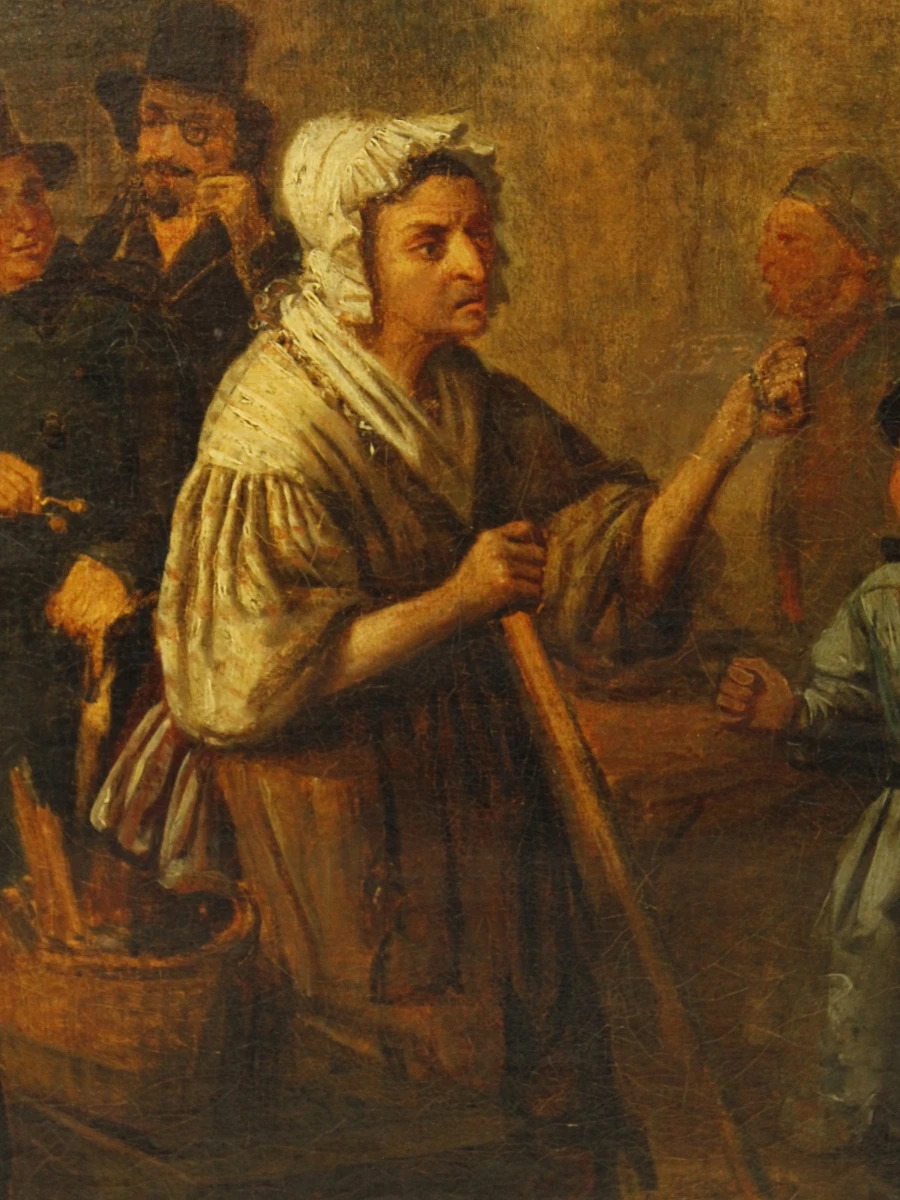 19e-eeuws genreschilderij –  Olieverf op doek, niet gesigneerd - foto 11