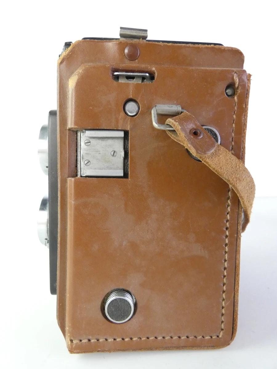 Vintage Yashicaflex tweelens camera met leren hoes - foto 4
