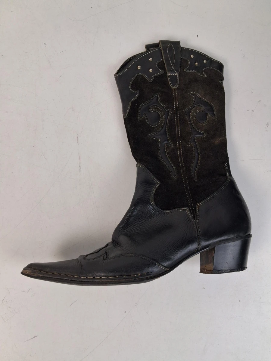 Zwarte leren western- of cowboylaarzen - foto 5