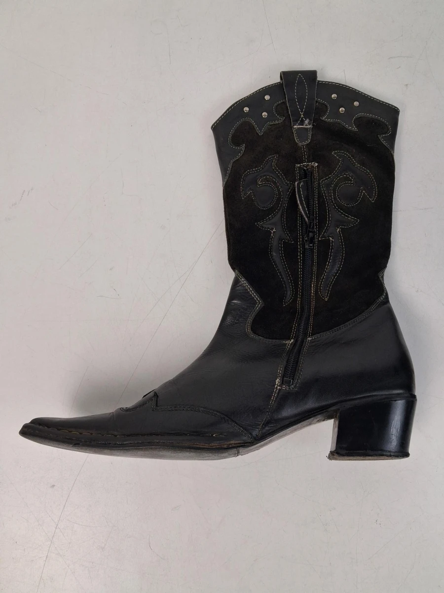 Zwarte leren western- of cowboylaarzen - foto 3
