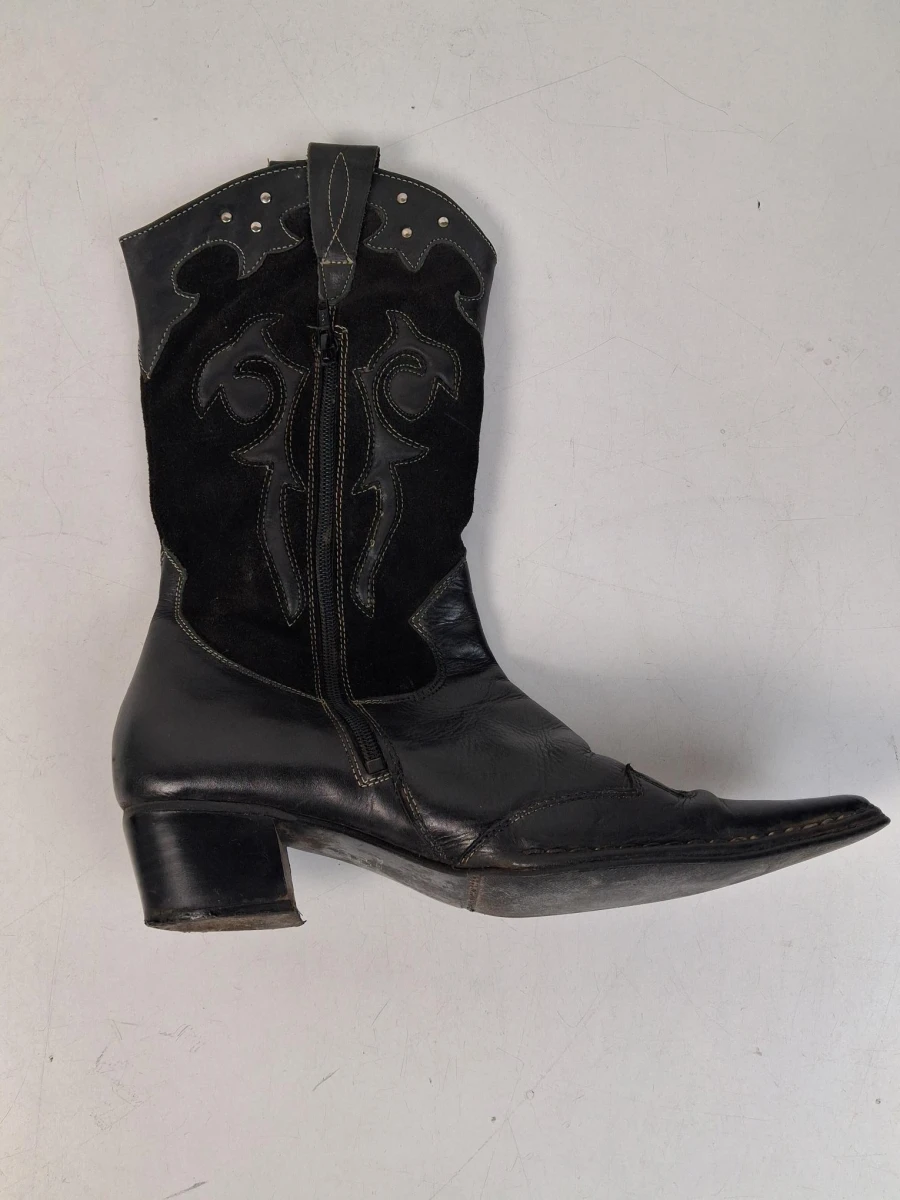 Zwarte leren western- of cowboylaarzen - foto 6