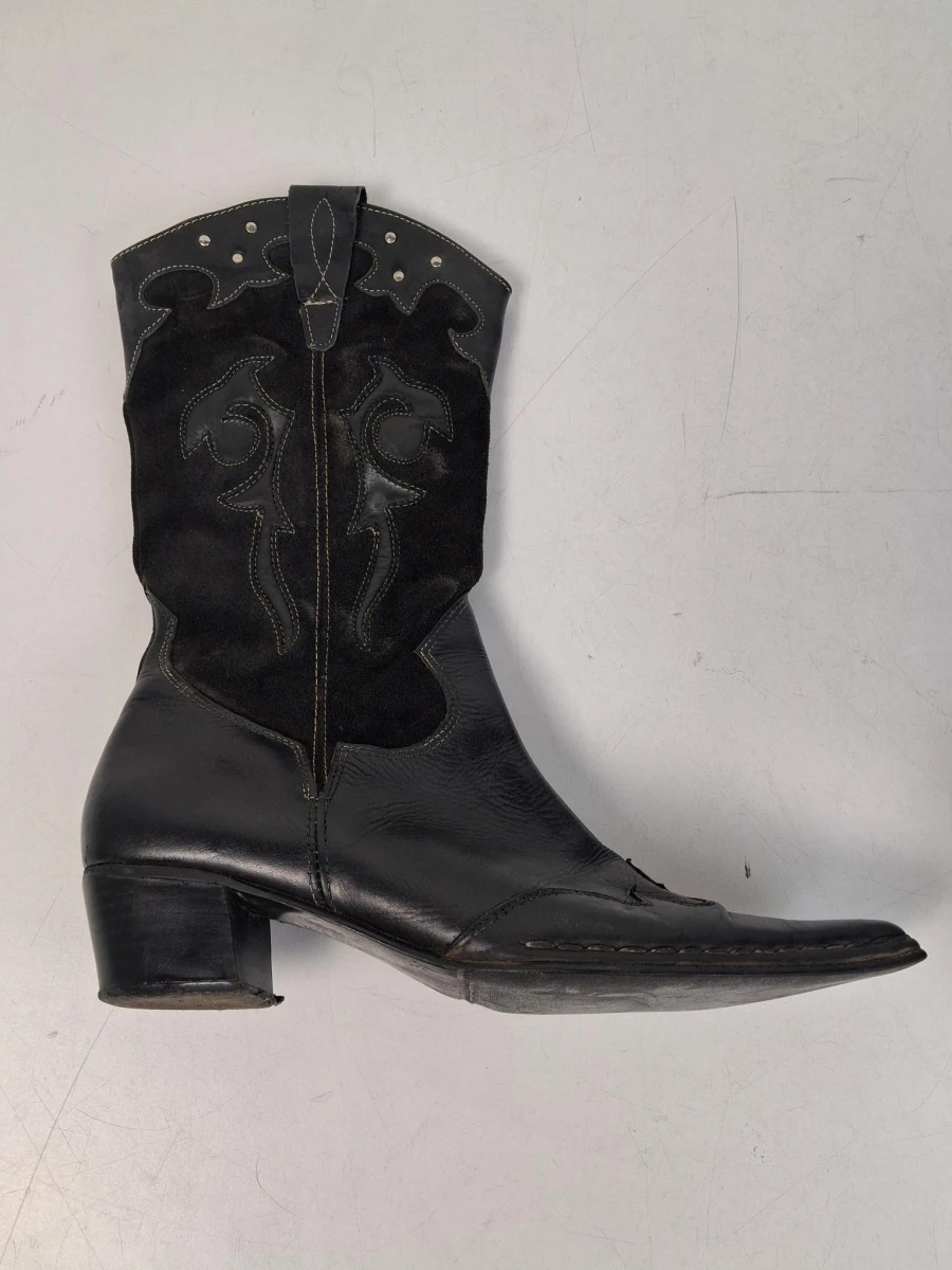 Zwarte leren western- of cowboylaarzen - foto 2