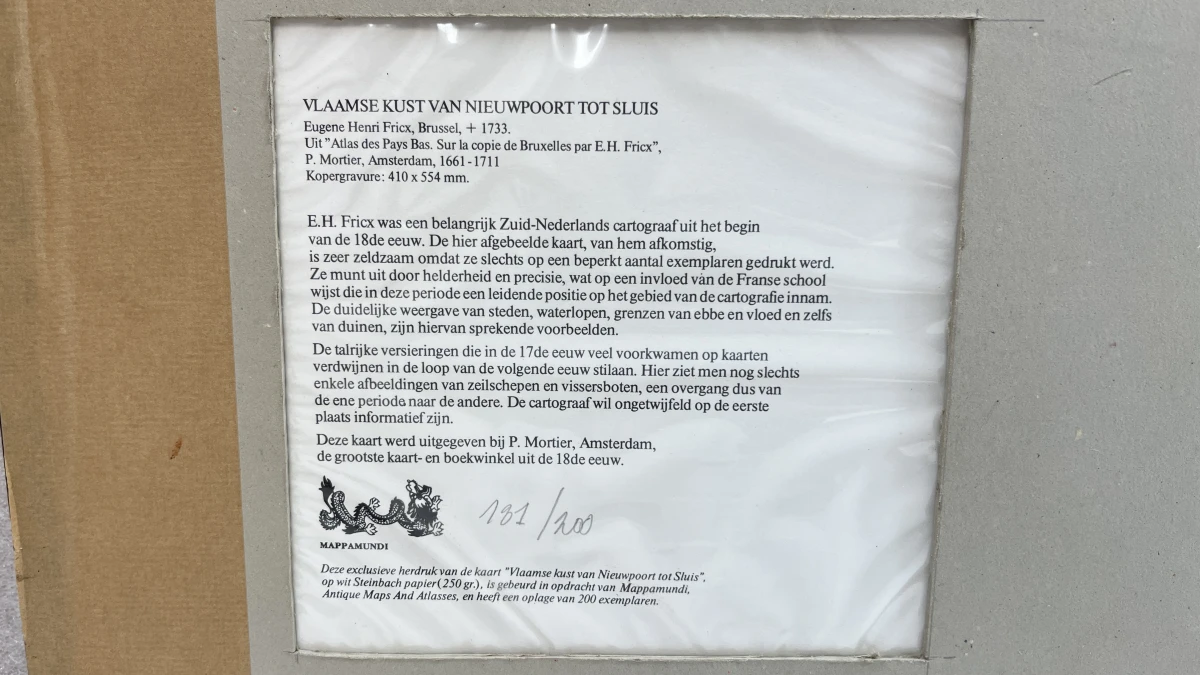 Gelijste historische kaart van de Vlaamse Kust (Brugge, Oostende, Sluis) – Gelimiteerde heruitgave naar P. Mortier & E.H. Fricx (181/200) - foto 5