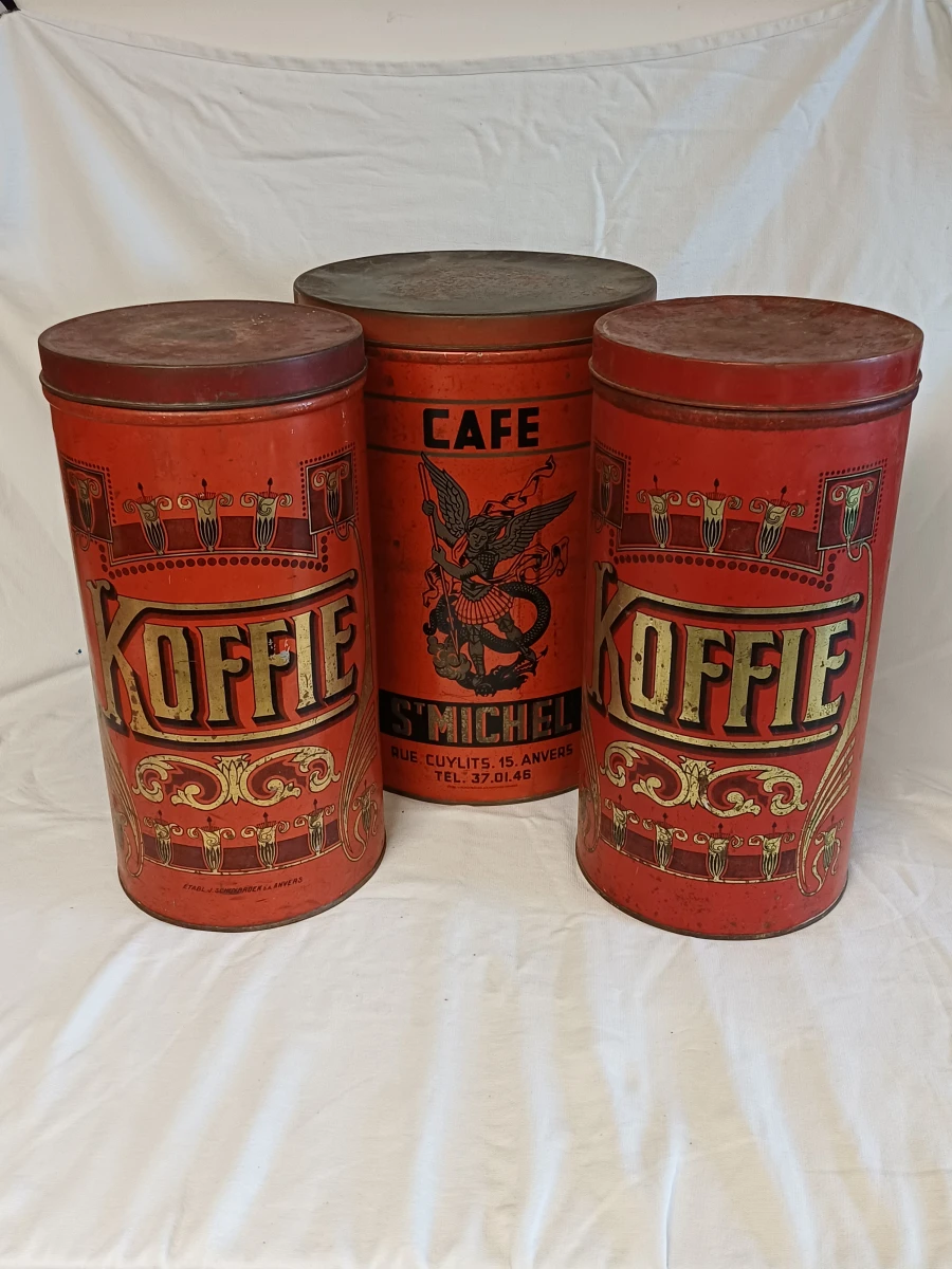 3 antieke winkelblikken voor koffie - foto 1