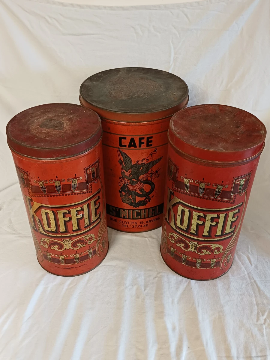 3 antieke winkelblikken voor koffie - foto 3