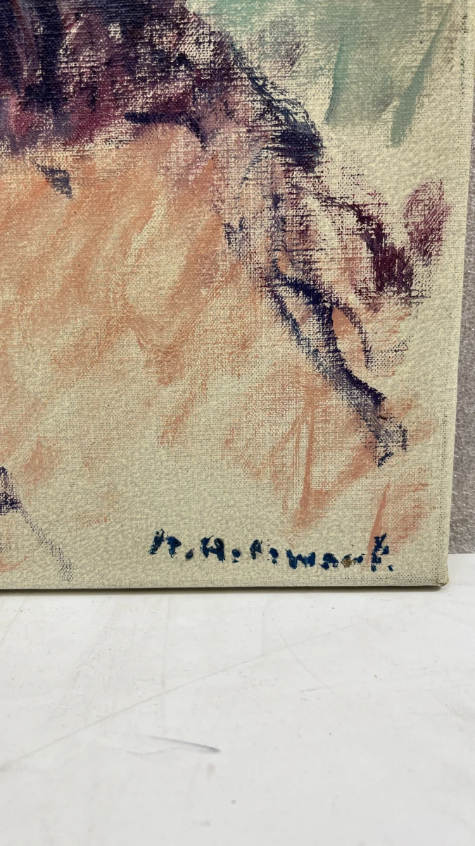 Vintage post-impressionistisch portretschilderij op doek – Zelfportret / mannenportret met baard, gesigneerd R. Hollevoet, midden/tweede helft 20e eeuw - foto 2