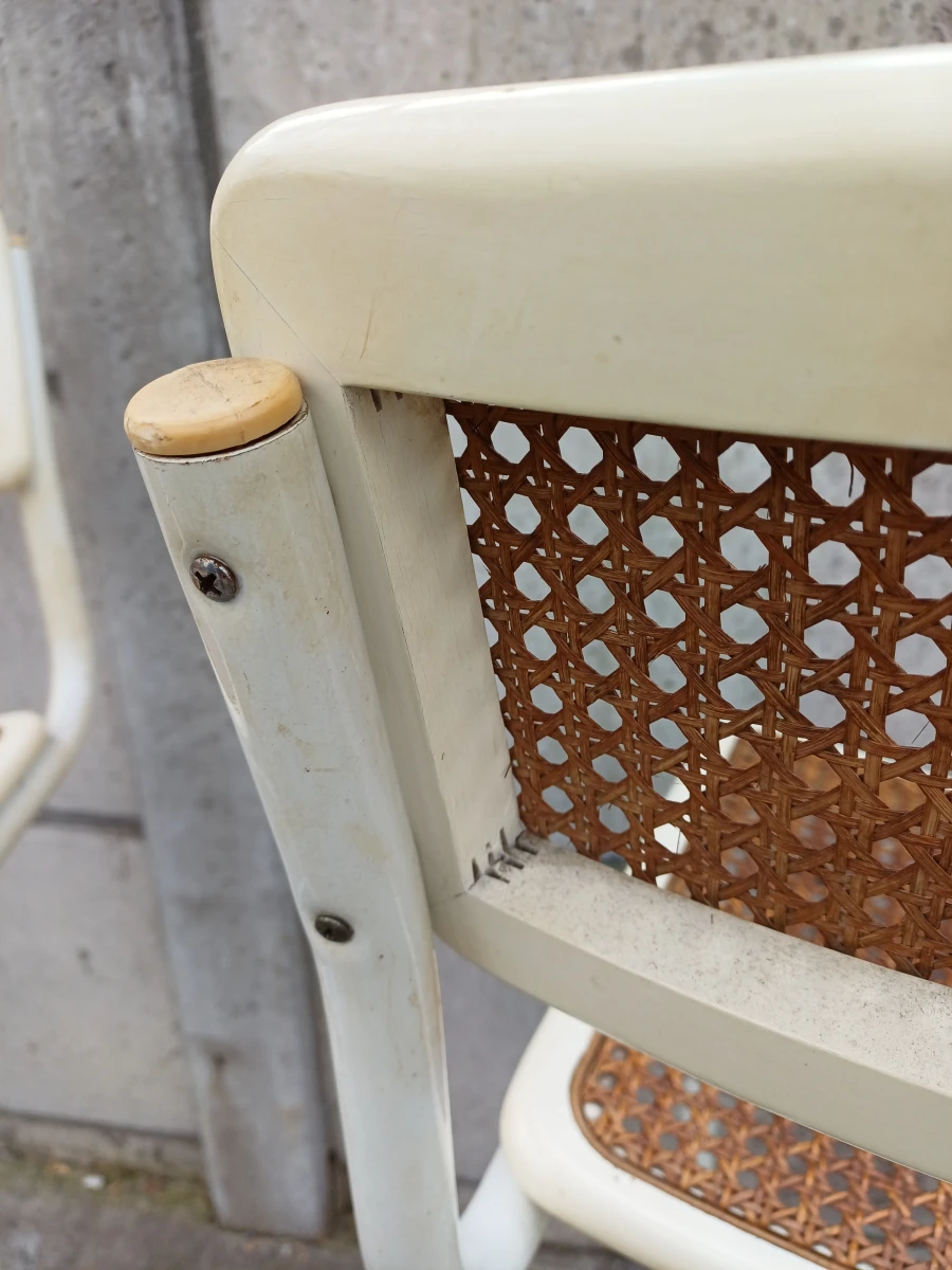Set van 2 vintage barkrukken met gevlochten zitting - foto 7