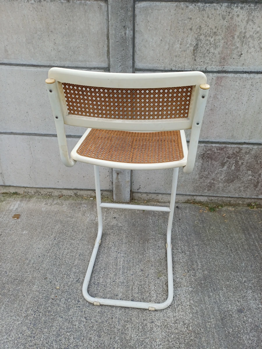 Set van 2 vintage barkrukken met gevlochten zitting - foto 5