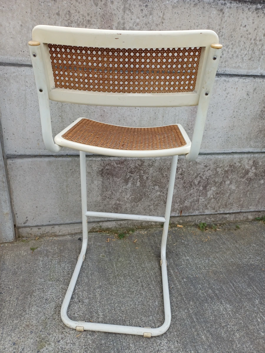 Set van 2 vintage barkrukken met gevlochten zitting - foto 6