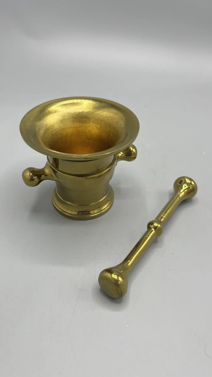 Messing vijzel met stamper vintage apothekersmodel - foto 2
