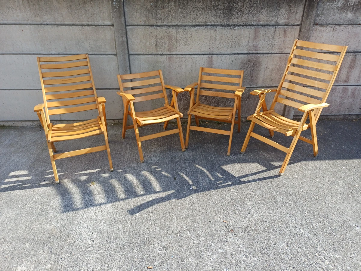 Set van 4 houten design tuinstoelen - foto 2