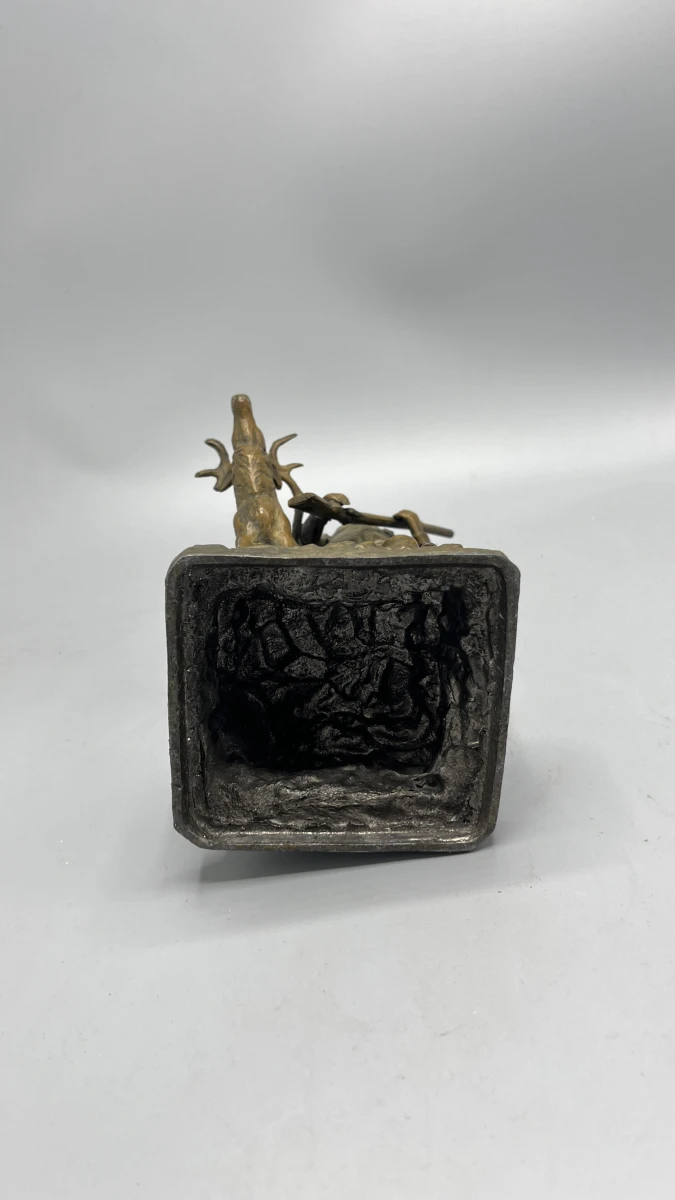Sculptuur jager met edelhert régule vintage jachttafereel bronslook - foto 5
