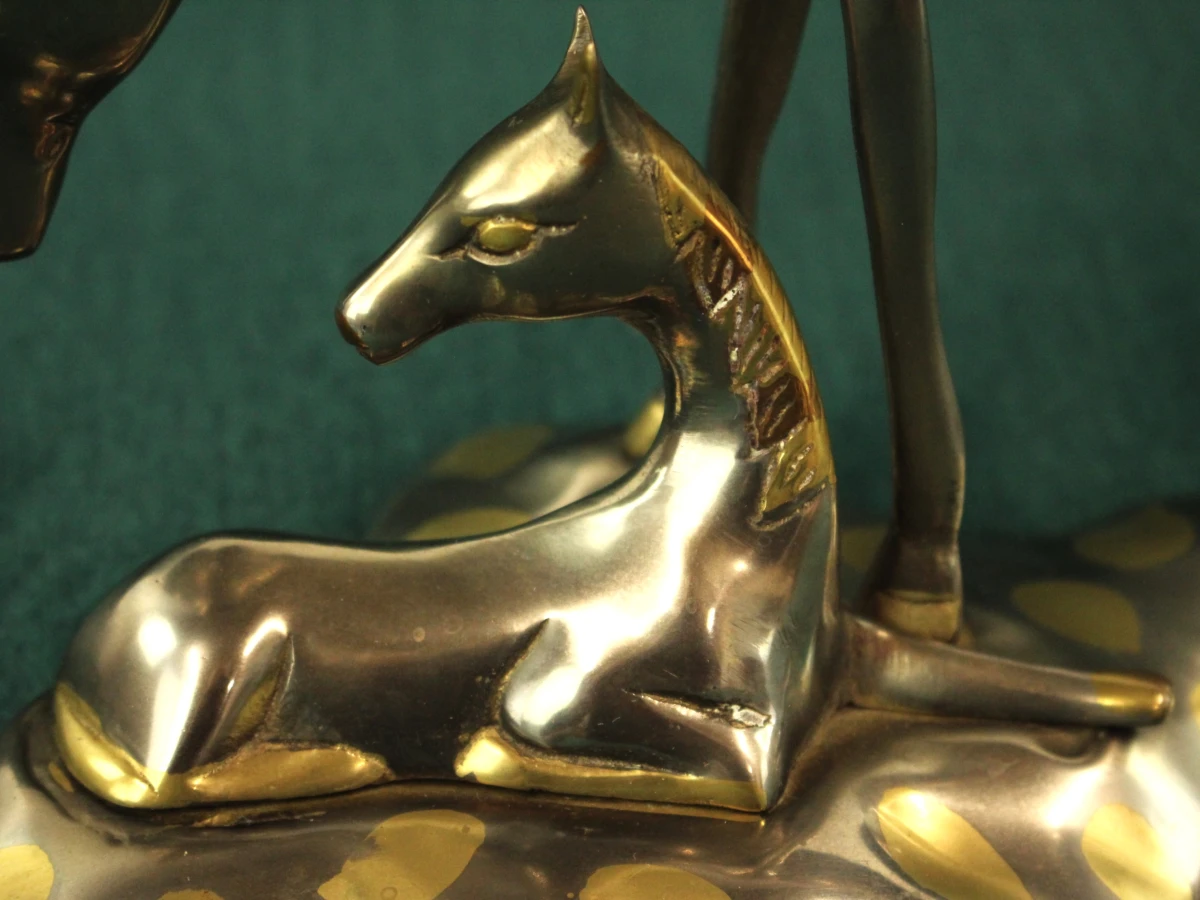 Vintage metalen paardensculptuur van Merrie met Veulen - foto 6