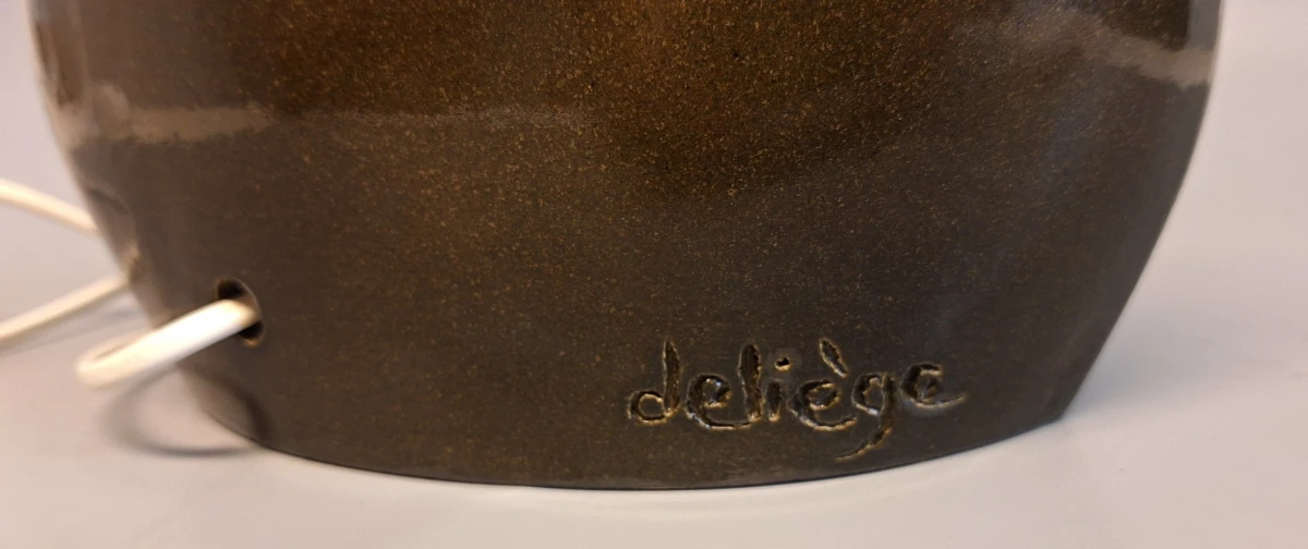 Vintage keramieken tafellamp van de Belgische kunstenaar Georges Deliège - foto 5