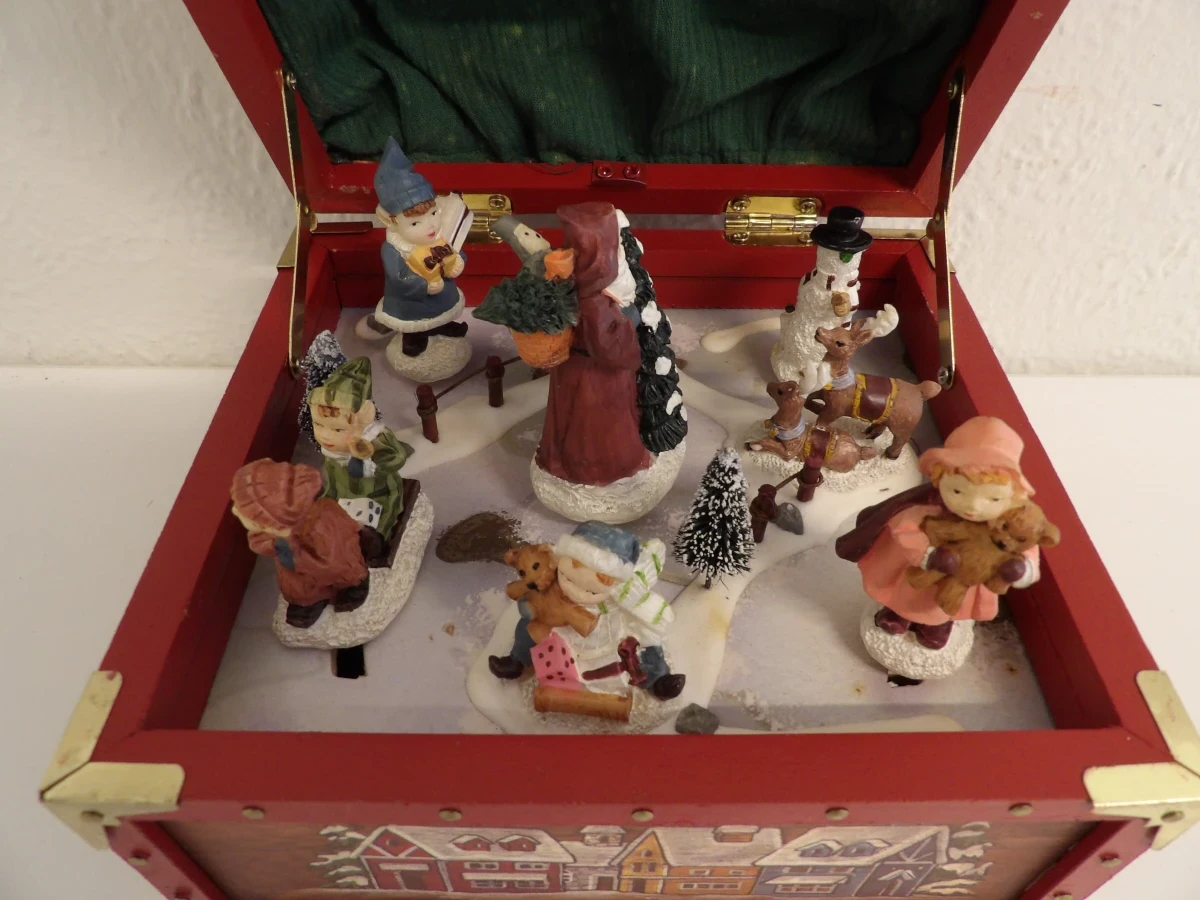 Vintage houten kerstmuziekdoos - foto 3