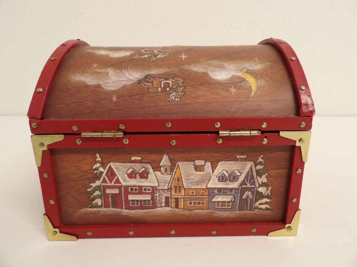 Vintage houten kerstmuziekdoos - foto 6