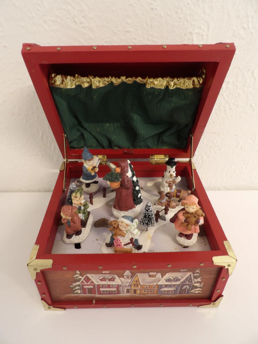Vintage houten kerstmuziekdoos - foto 2