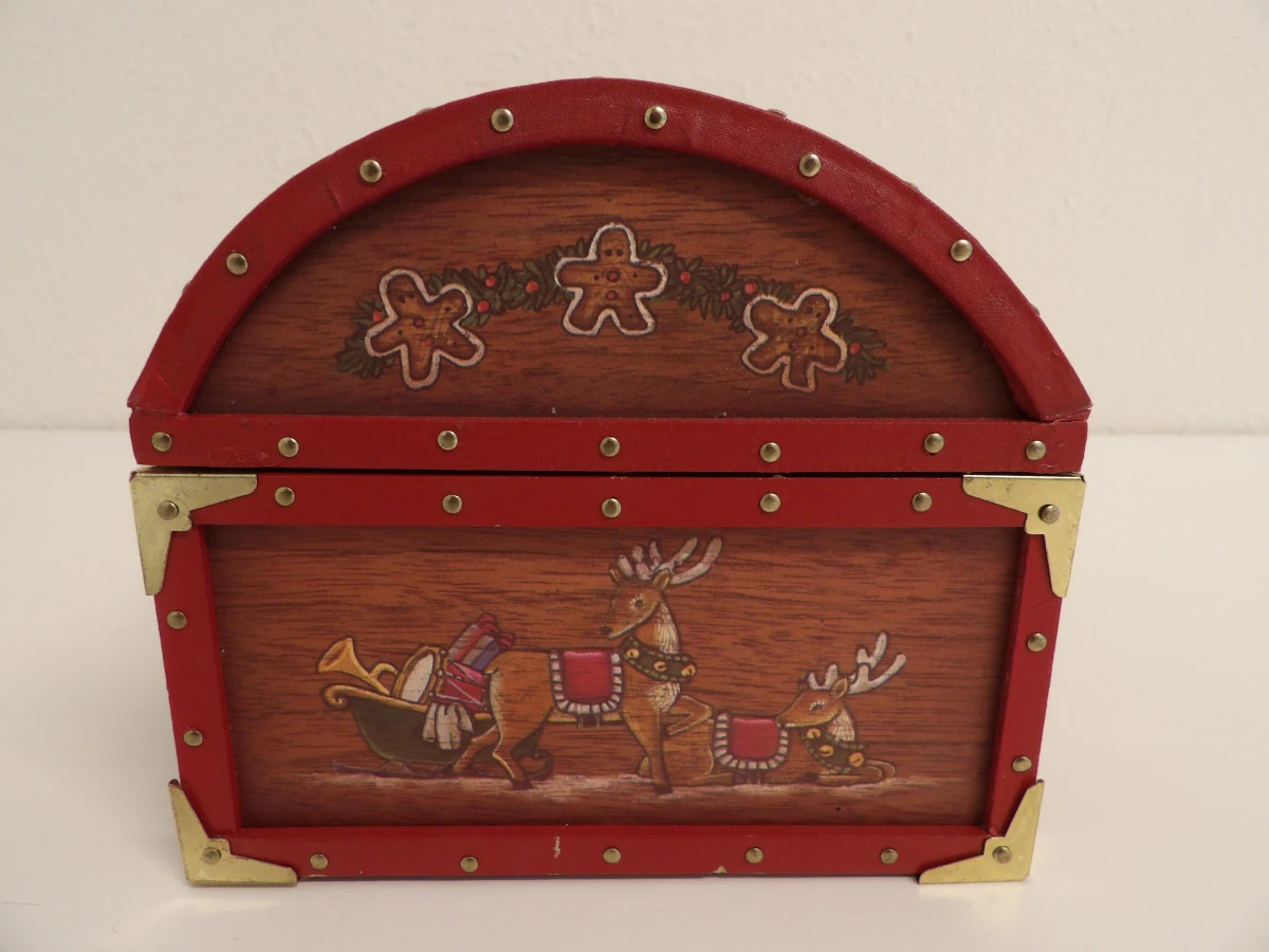 Vintage houten kerstmuziekdoos - foto 5
