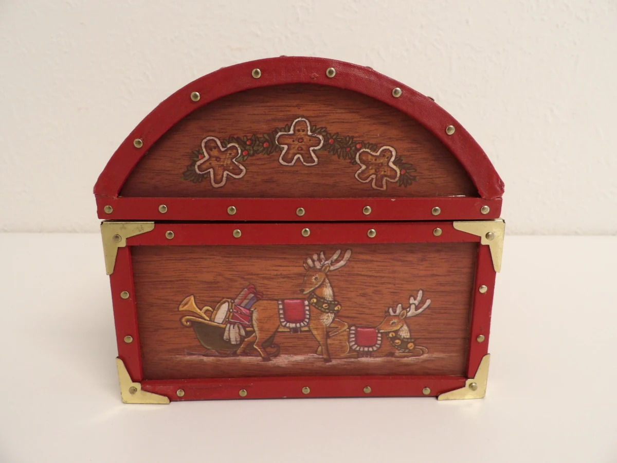Vintage houten kerstmuziekdoos - foto 4