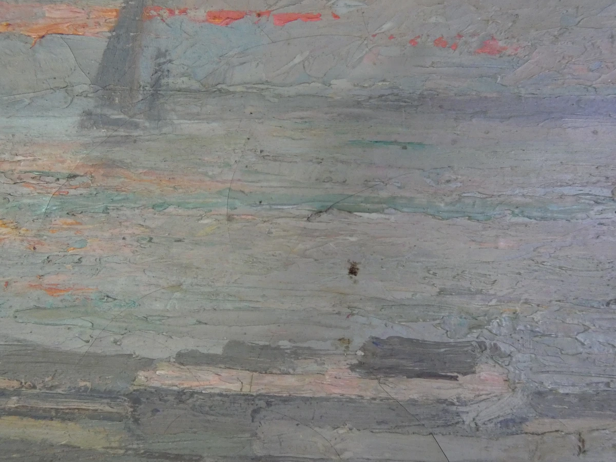 Olieverfschilderij met boot - gesigneerd A. Dewaele - foto 4